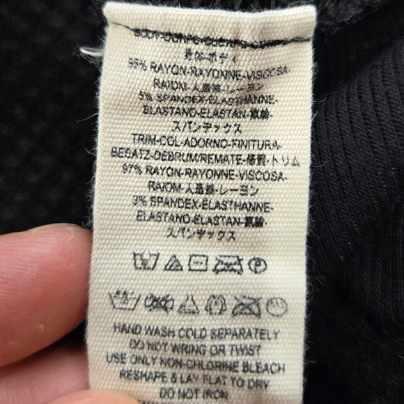 We The Free Black Waffle Knit Thermal Top Thumbholes Layered Hem Size Medium - Picture 6 of 9